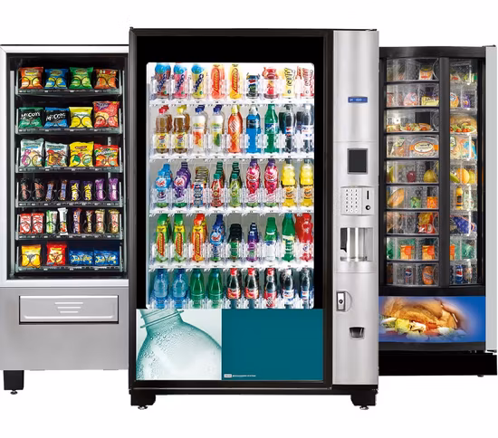 Distributeur automatique de boissons et de collations Prise en charge des pièces de monnaie et paiement par carte de crédit Vente de maquillage pour les cils